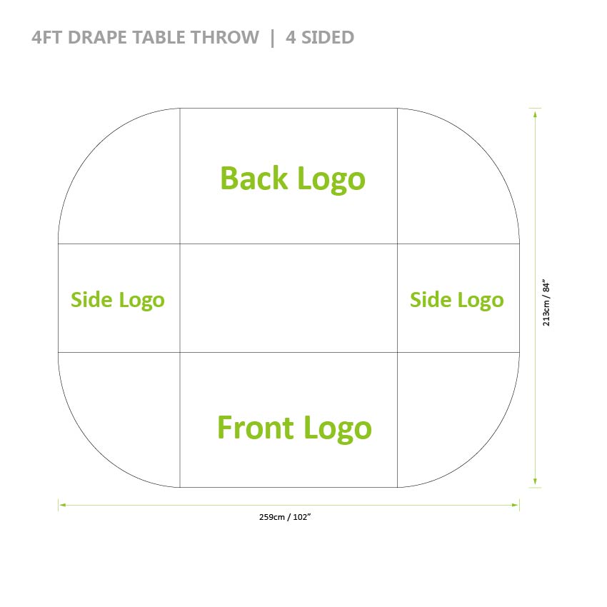 4 ft drape table throw 4 sided