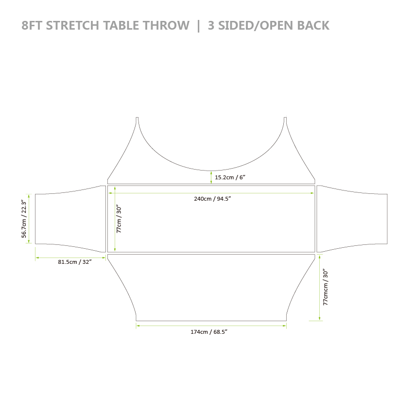 8ft stretch table throw 3 sided