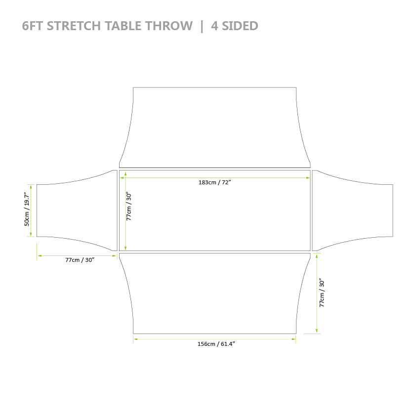 6ft stretch table throw 4 sided